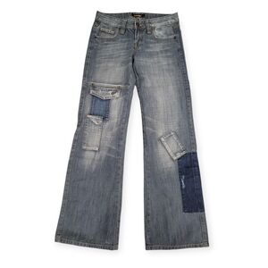 Vintage 90s Y2K Cocobongo Patchwork Low Rise Jeans Blue Size 27